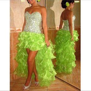 Sherri Hill Green High-Low Exotic Dress